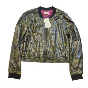 Jolt NWT Faux Leather Y2K Camo Bomber Jacket XL
